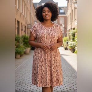 H&M, Plus Size Snake Pattern Dress With Pockets, XXL, Pink